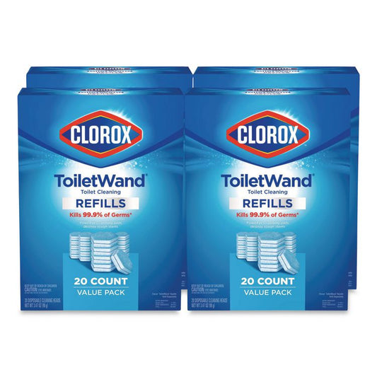 ToiletWand Toilet Cleaning Refills, Disinfecting Scrubbing Pads, 20 Count, 4/Carton