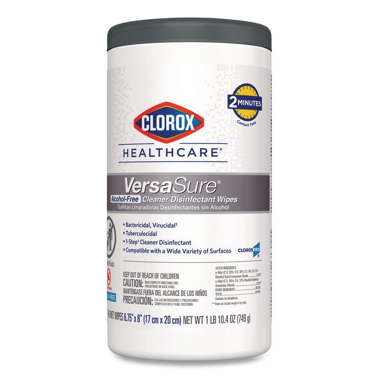 VersaSure Cleaner Disinfectant Wipes, 1-Ply, 6.75 x 8, Fragranced, White, 85/Canister (Each)