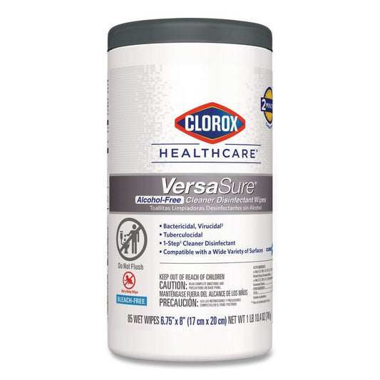 VersaSure Cleaner Disinfectant Wipes, 1-Ply, 6.75 x 8, Fragranced, White, 85/Canister, 6 Canisters/Carton
