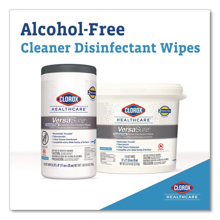 VersaSure Cleaner Disinfectant Wipes, 1-Ply, 6.75 x 8, Fragranced, White, 85/Canister (Each)