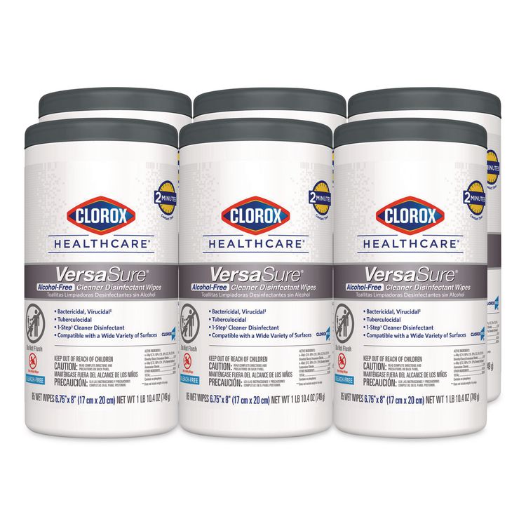 VersaSure Cleaner Disinfectant Wipes, 1-Ply, 6.75 x 8, Fragranced, White, 85/Canister (Each)