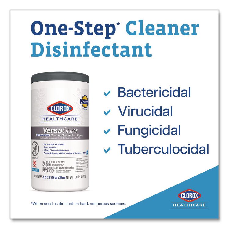 VersaSure Cleaner Disinfectant Wipes, 1-Ply, 6 x 5, Fragranced, White, 150/Canister (Each)