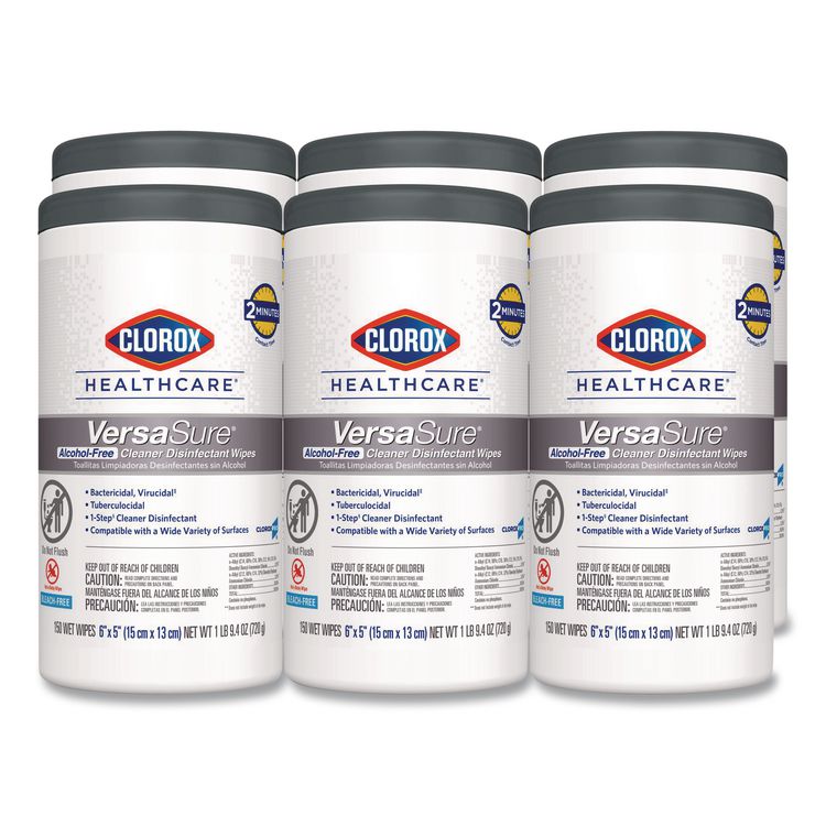 VersaSure Cleaner Disinfectant Wipes, 1-Ply, 6 x 5, Fragranced, White, 150/Canister (Each)