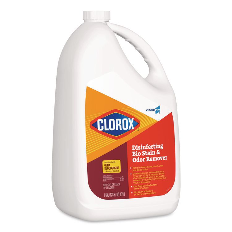 CloroxPro Disinfecting Bio Stain and Odor Remover, Fragranced, 128 oz Refill Bottle (Each)