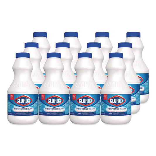 Concentrated Regular Disinfecting Bleach, Unscented, 24 oz Bottle, 12/Carton