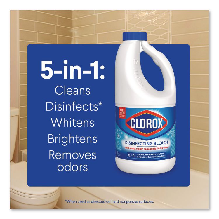 Concentrated Regular Disinfecting Bleach, Unscented, 43 oz Bottle (Each)