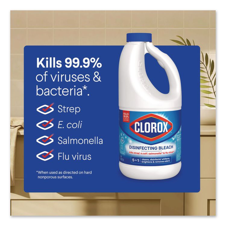 Concentrated Regular Disinfecting Bleach, Unscented, 43 oz Bottle (Each)