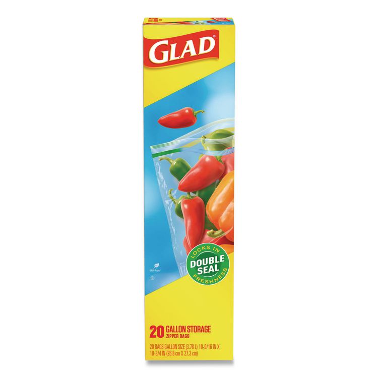 Zipper Food Storage Plastic Bags, Gallon Size, 10.75 x 10.19, Clear, 20 Bags/Box, 12 Boxes/Carton