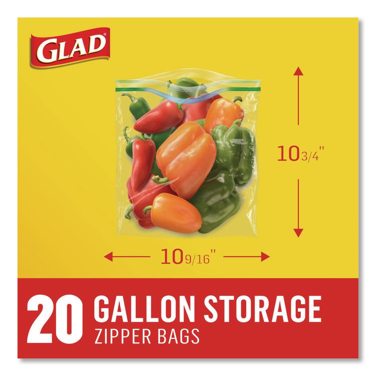 Zipper Food Storage Plastic Bags, Gallon Size, 10.75 x 10.19, Clear, 20 Bags/Box, 12 Boxes/Carton