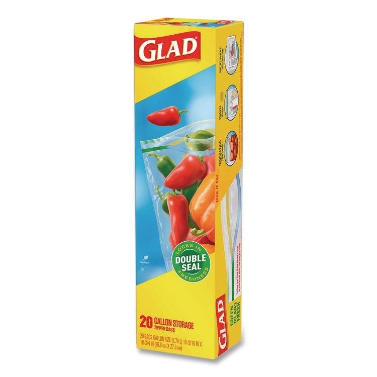 Zipper Food Storage Plastic Bags, Gallon Size, 10.75 x 10.19, Clear, 20 Bags/Box, 12 Boxes/Carton