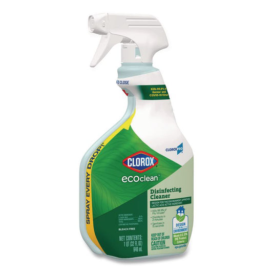 Clorox Pro EcoClean Disinfecting Cleaner, Unscented, 32 oz Spray Bottle, 9/Carton