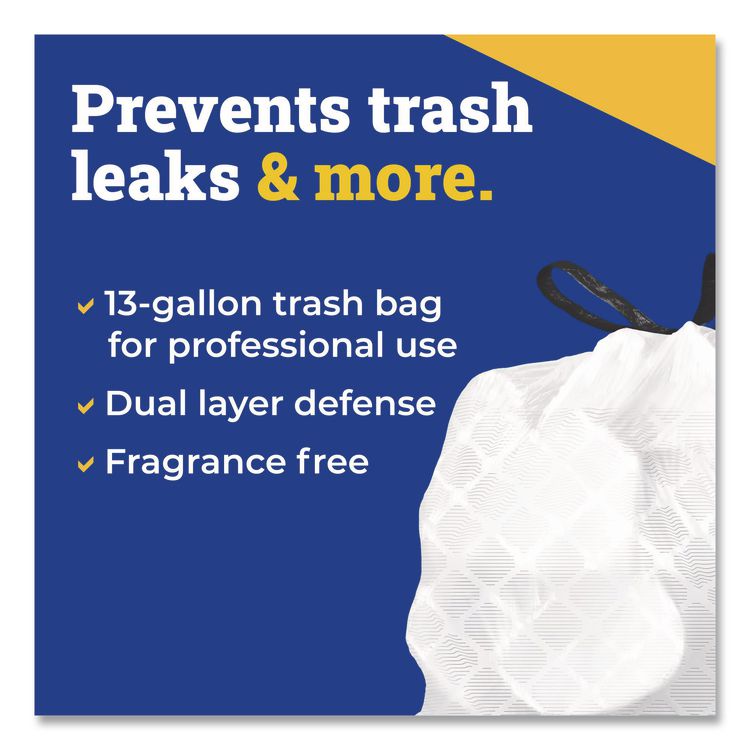 CloroxPro ForceFlex Tall Kitchen Drawstring Trash Bags, 13 gal, 24 x 27.38, Gray, 100 Bags/Box, 4 Boxes/Carton