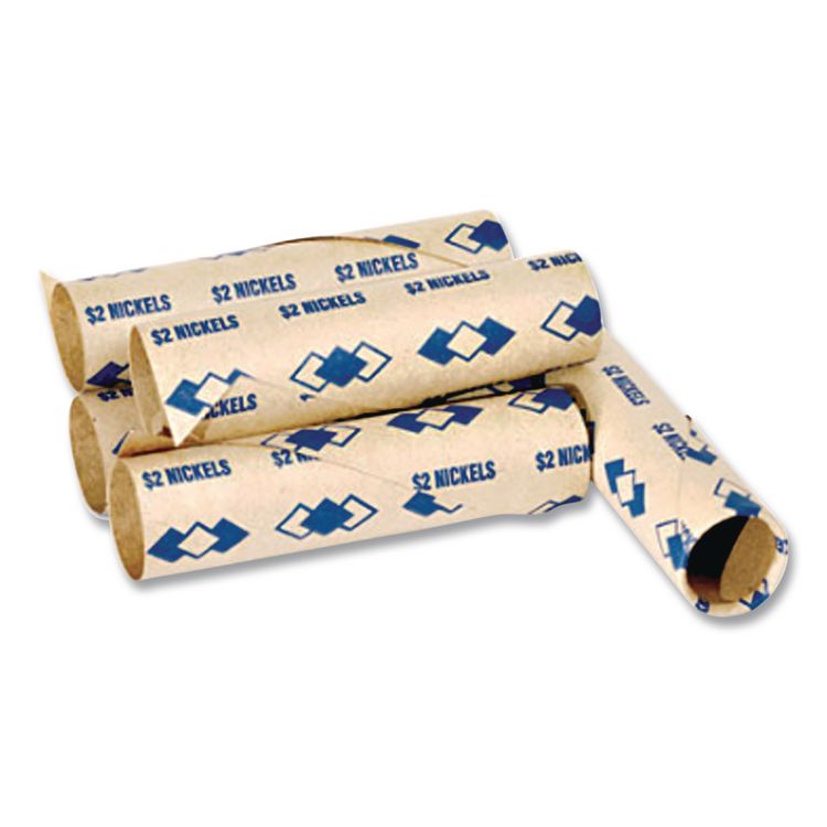 Tubular Coin Wrappers, Nickels, Blue/Kraft, 1,000/Pack