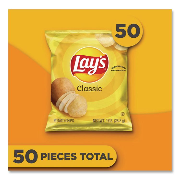 Regular Potato Chips, Classic Flavor, 1 oz Bag, 50/Carton