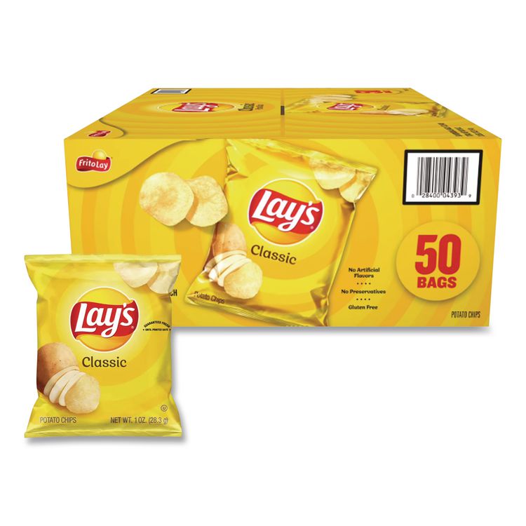Regular Potato Chips, Classic Flavor, 1 oz Bag, 50/Carton