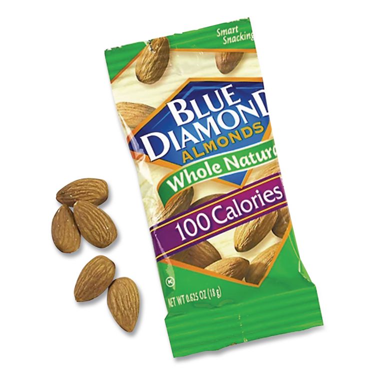Whole Natural Almonds On-the-Go, 0.63 oz Pouch, 32 Pouches/Carton
