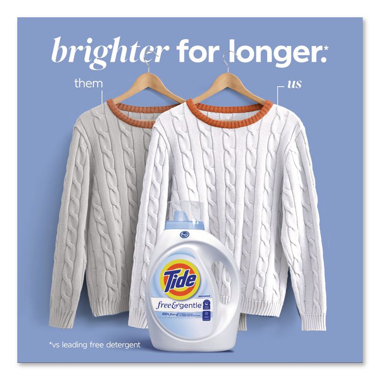 Free and Gentle Liquid Laundry Detergent, HE Compatible, 58 Loads, 77 oz Bottle, 4/Carton