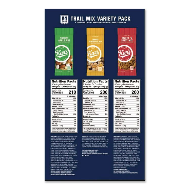Trail Mix Variety Pack, Assorted Flavors, 24 Packets/Carton