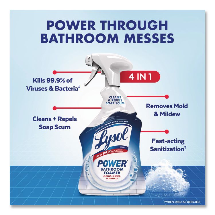 Disinfectant Power Bathroom Foamer, Liquid, Atlantic Fresh Scent, 32 oz Spray Bottle