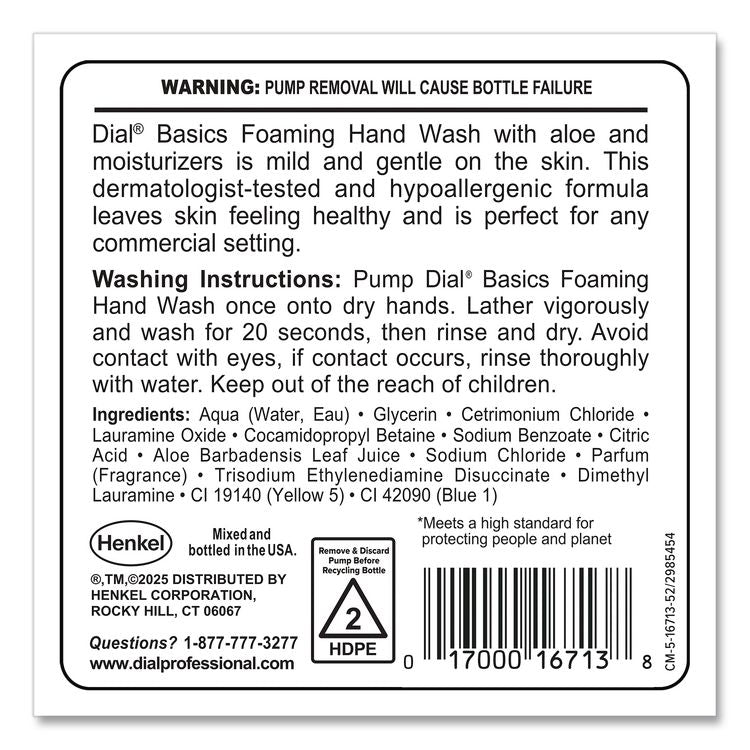 Basics Hypoallergenic Foaming Hand Wash Refill for FIT Manual Dispenser, Fresh Floral Scent, 1.2 L, 3/Carton