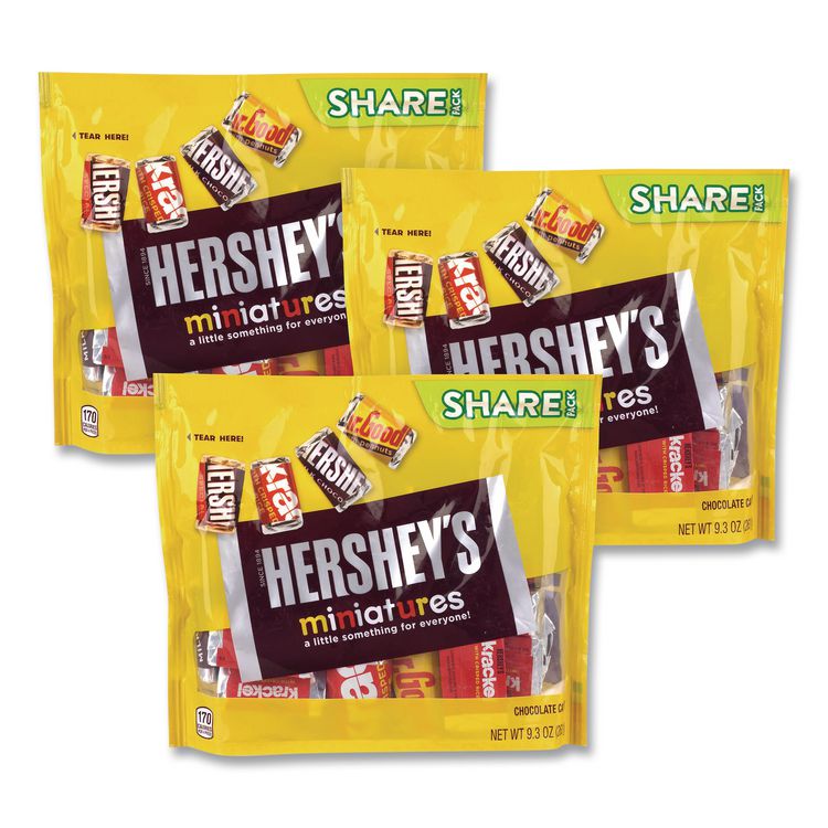 Miniatures Variety Share Pack, Assorted Chocolates, 9.3 oz Bag, 3/Pack