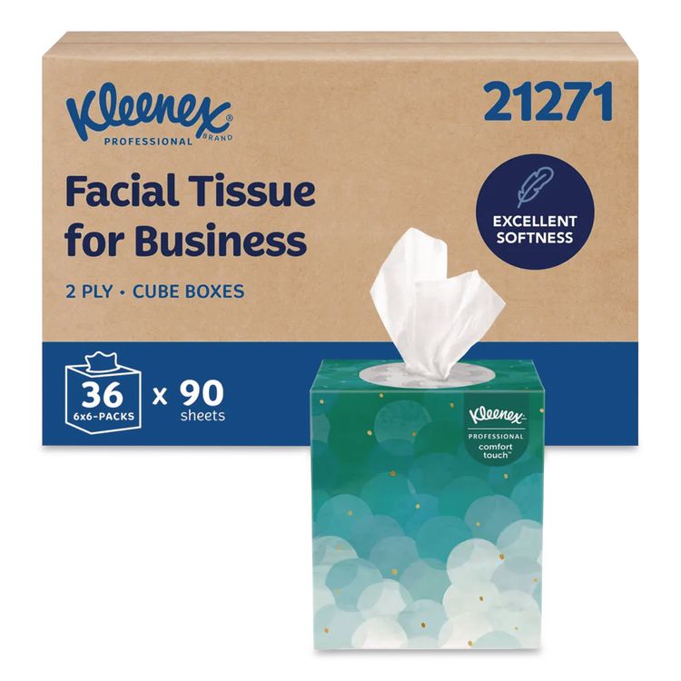 Professional Facial Tissue, Pop-Up Box, 2-Ply, 90 Sheets/Box, 6 Boxes/Pack