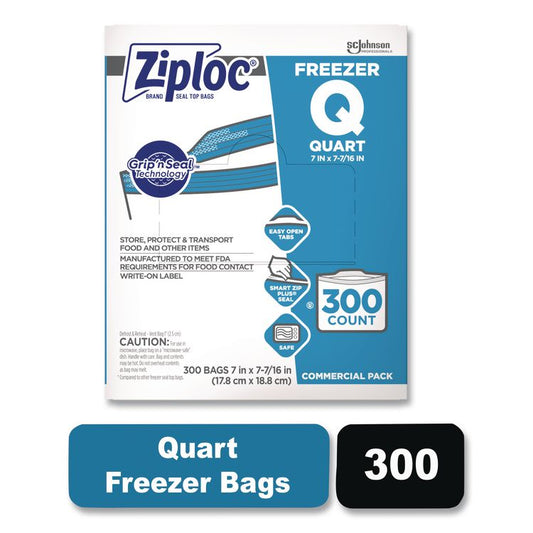 Zipper Freezer Bags, 32 oz, 2.7 mil, 7" x 7.75", Clear, 300/Carton