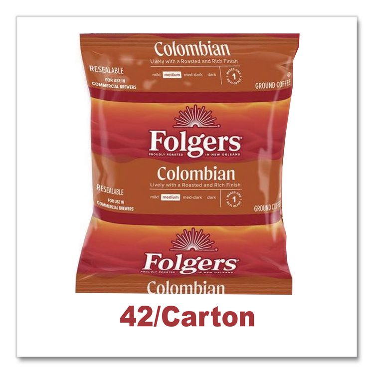 Colombian Ground Coffee Fraction Pack. 100% Colombian, 1.75 oz Fraction Pack, 42/Carton