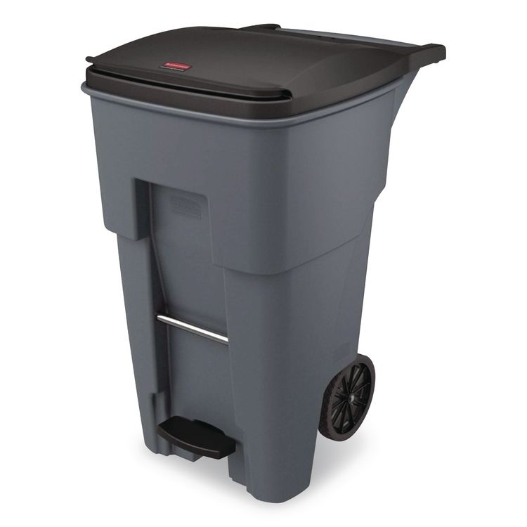 Brute Step-On Rollouts, 65 gal, Metal/Plastic, Gray
