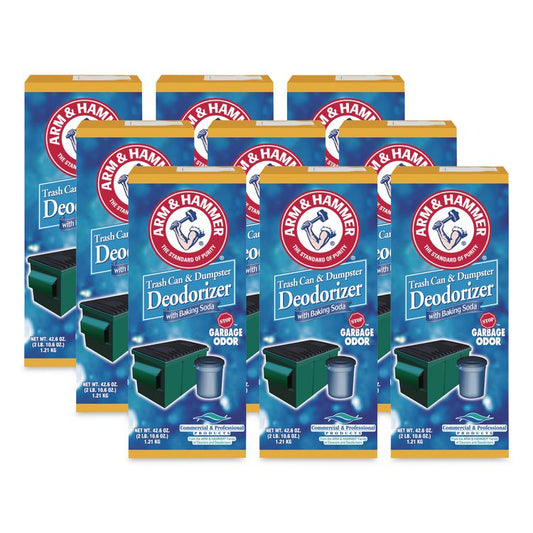 Trash Can and Dumpster Deodorizer with Baking Soda, Sprinkle Top, Original, Powder, 42.6 oz Box, 9/Carton