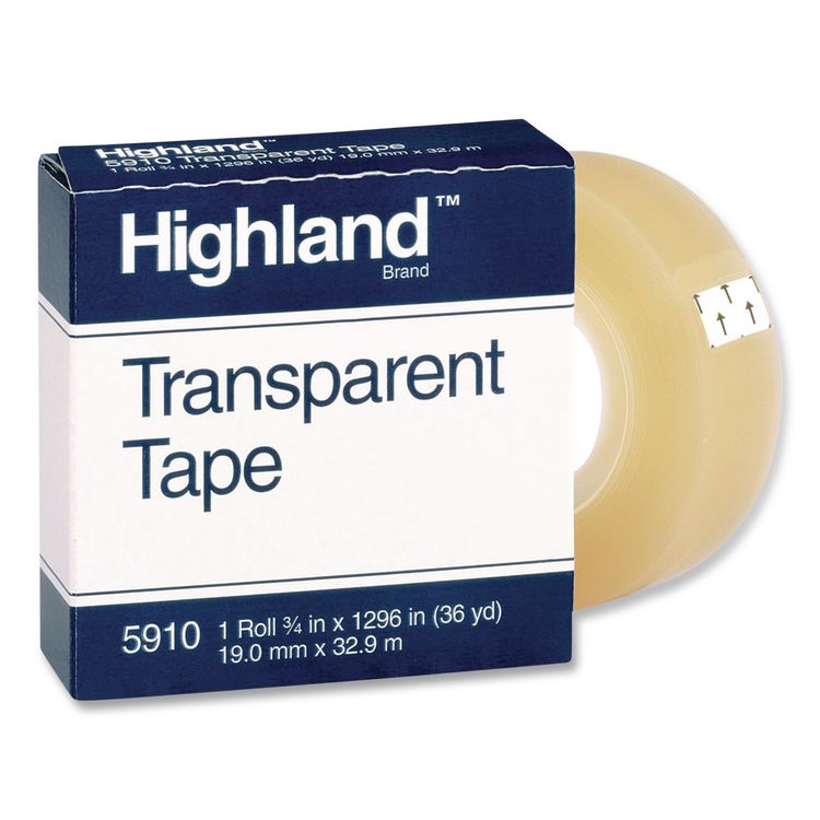 Transparent Tape, 1" Core, 0.75" x 83.33 ft, Clear, 12/Pack