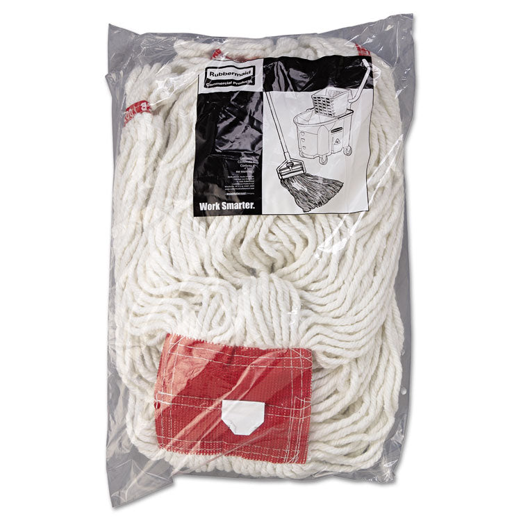 Web Foot Wet Mop Head, Shrinkless, Cotton/Synthetic, Large, White,  6/Carton