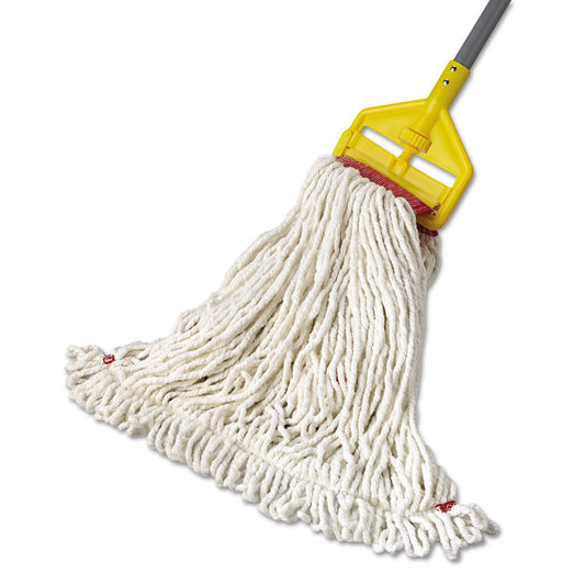 Web Foot Wet Mop Head, Shrinkless, Cotton/Synthetic, Large, White,  6/Carton