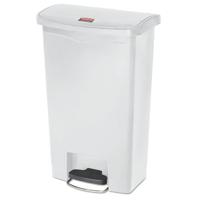 Streamline Resin Step-On Container, Front Step Style, 13 gal, Polyethylene, White