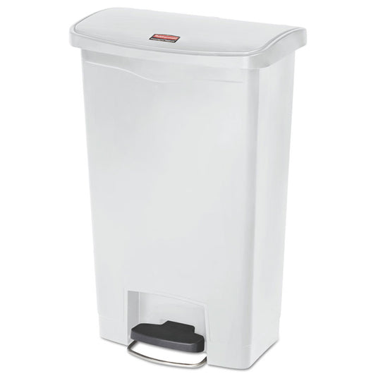 Streamline Resin Step-On Container, Front Step Style, 13 gal, Polyethylene, White