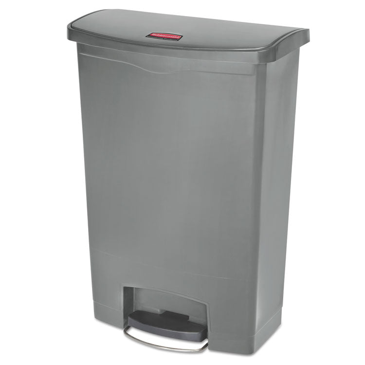 Streamline Resin Step-On Container, Front Step Style, 24 gal, Polyethylene, Gray