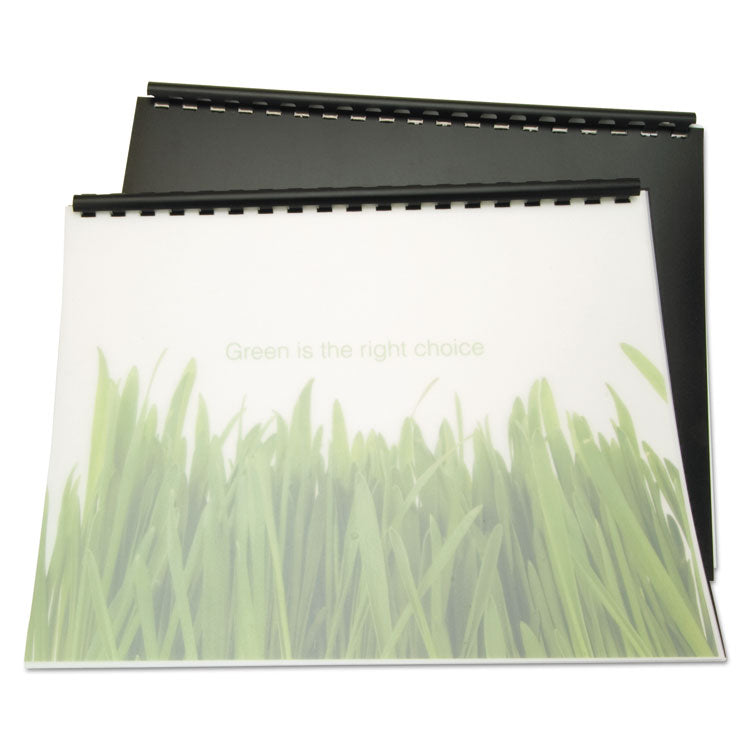 100% Recycled Poly Binding Cover, Plastic, Square Corners, 11 x 8.5, Black, 25/Pack