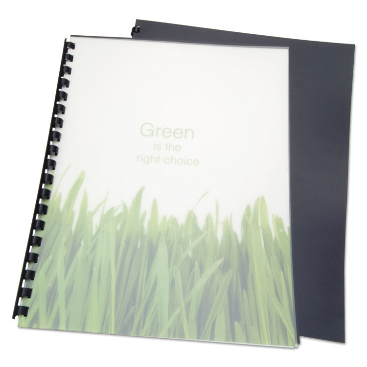 100% Recycled Poly Binding Cover, Plastic, Square Corners, 11 x 8.5, Black, 25/Pack