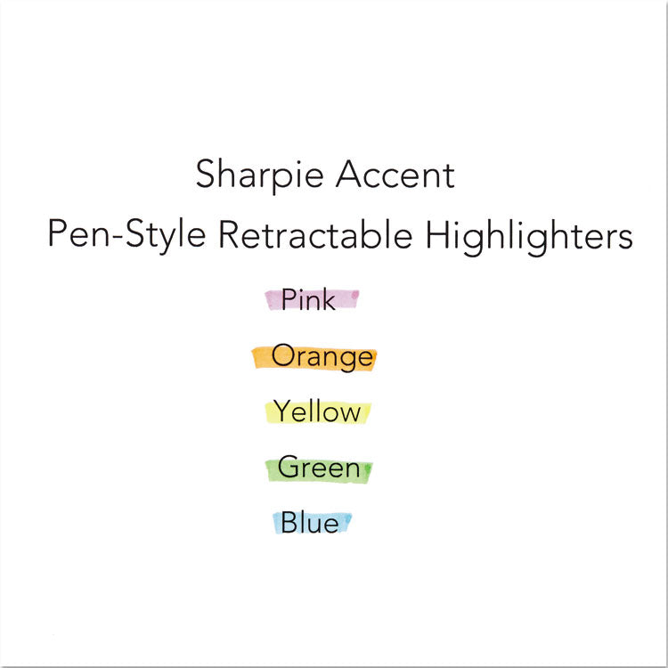 Retractable Highlighters, Assorted Ink Colors, Chisel Tip, Assorted Barrel Colors, 5/Set