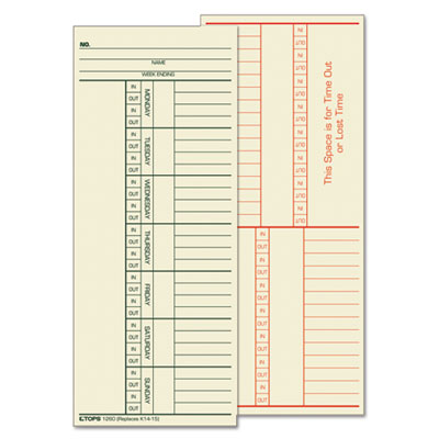 TOP1260 CARD,TIME,CINC,3-3/8X8.25
