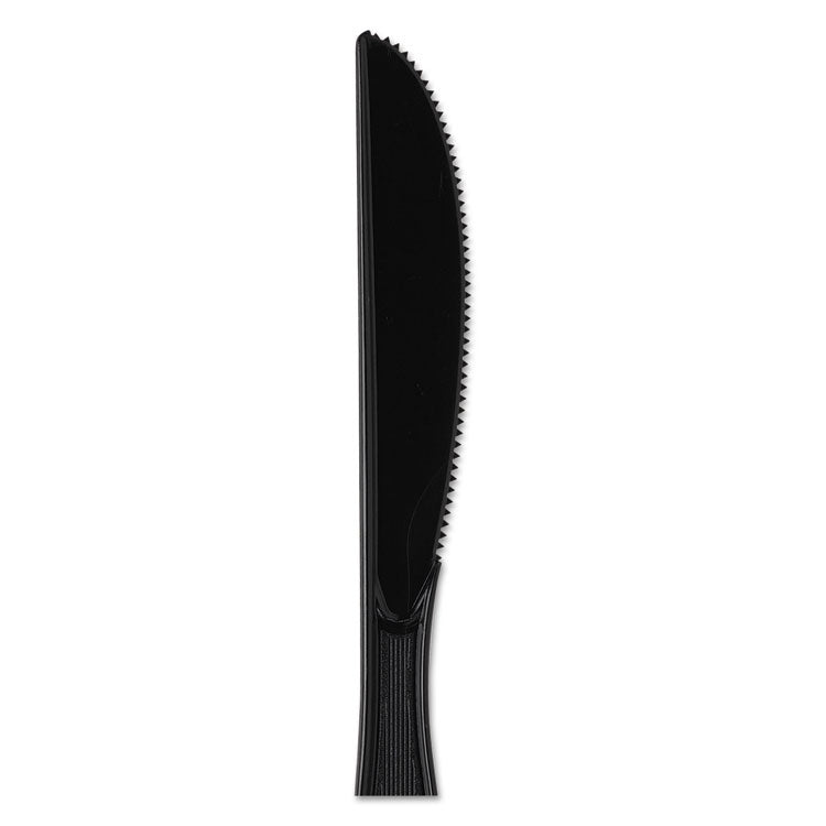 Plastic Cutlery, Heavy Mediumweight Knife, Black, 1,000/Carton