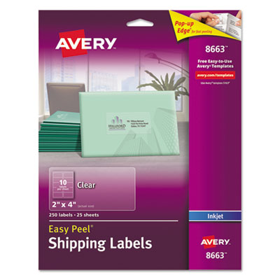 AVE8663 LABEL,INKJET,2X4,250/PK