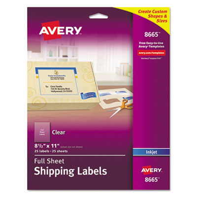 AVE8665 LABEL,IJ,8.5X11,25/PK