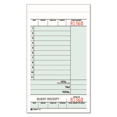 ABF947SWC CHECK,GUEST CHECK 2-PT,WH