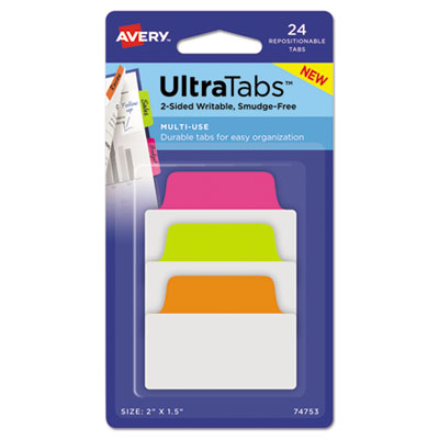 AVE74753 TAB,POLY,NEON,24/PK,AST