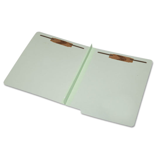 7530015907105, SKILCRAFT End Tab Classification Folders, Expands 2", 2 Fasteners, Letter Size, Light Green, 25/Box