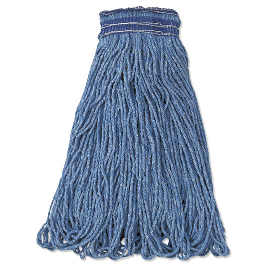 Universal Headband Mop Head, Cotton/Synthetic, 24 oz, Blue, 12/Carton