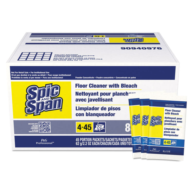 Bleach Floor Cleaner Packets, Fresh Scent, 2.2 oz Packets, 45/Carton