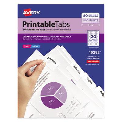 AVE16282 TAB,PRTBL1-3/4",WHT,80/PK