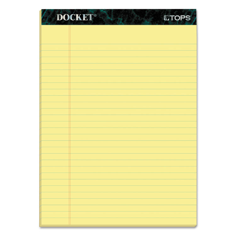 Docket Ruled Perforated Pads, Wide/Legal Rule, (50) Canary Yellow 8.5 x 11 Sheets, 12/Pack